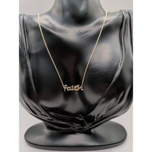 Gold Toned Faith Necklace With Faith Word Pendant‎